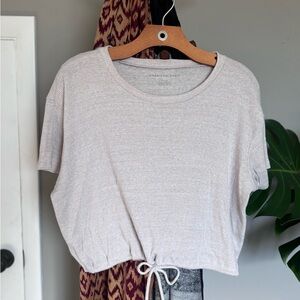 American Eagle Outfitters Light Gray Drawstring Tee